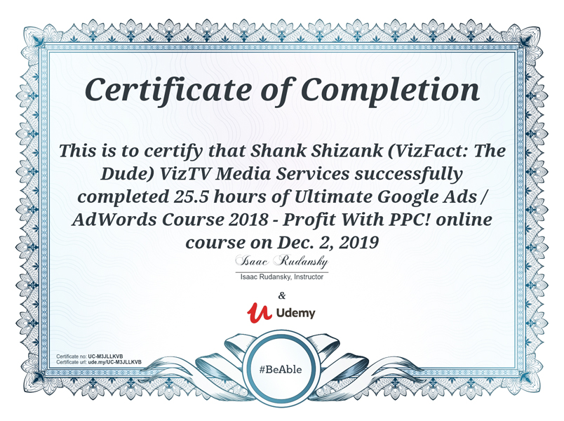 Google Adwords Course Completion