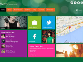 Minimal and colorful, showcase your media using a web design inspired by Windows 8.